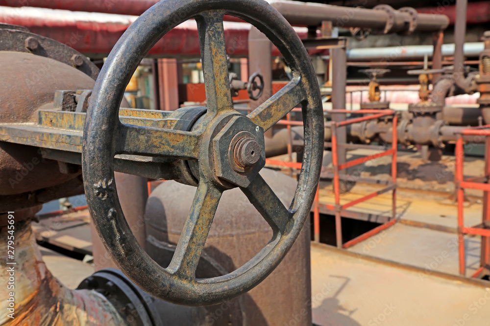 handwheel and metal pipes