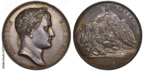 Canvas Print France French silver medal 1813, subject Mobilization in France and Italy to def
