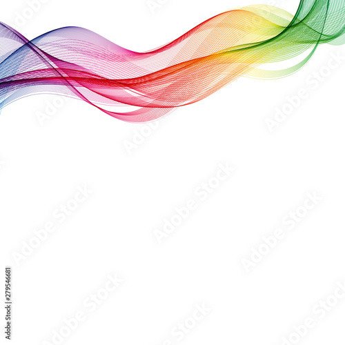  Rainbow horizontal smoky vector wave on a white background. Design element