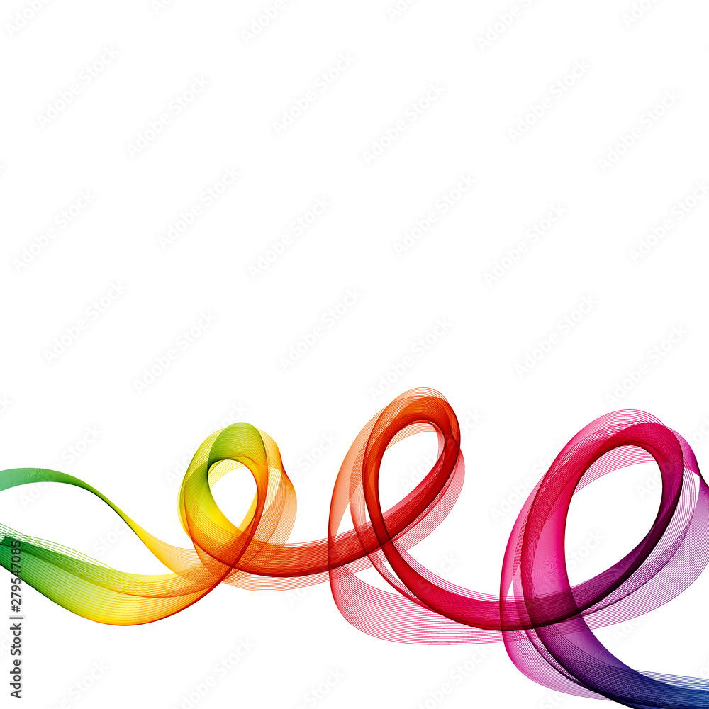 Rainbow smoky vector wave in the form of a spiral on a white background. Design element Rainbow smoky vector wave in the form of a spiral on a white background. Design element