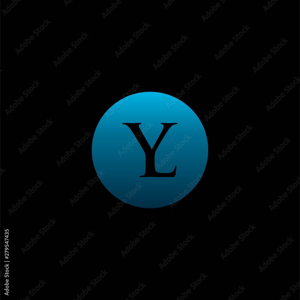 simple typography LY circle vector logo