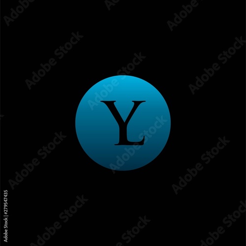 simple typography LY circle vector logo