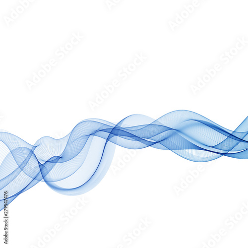  Stylish horizontal blue wavy wave on a white background. Design element