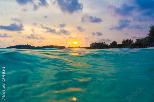 Sea beace sunset colorful sky with cloud