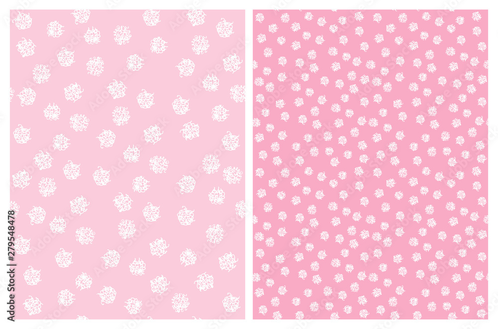 Cute Geometric Vector Patterns with White Sketched Dots Isolated on a Light Pink Background. Simple Repeatable Dotted Design For Fabric, Wrapping Paper, Textile, Card, Baby Girl Party Decor. Cute Geometric Vector Patterns with White Sketched Dots Isolated on a Light Pink Background. Simple Repeatable Dotted Design For Fabric, Wrapping Paper, Textile, Card, Baby Girl Party Decor.
