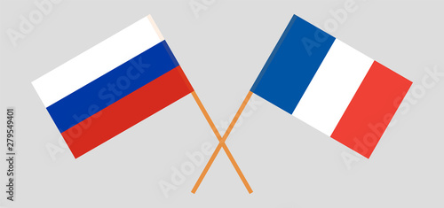 Russia and France. Crossed Russian and  French flags