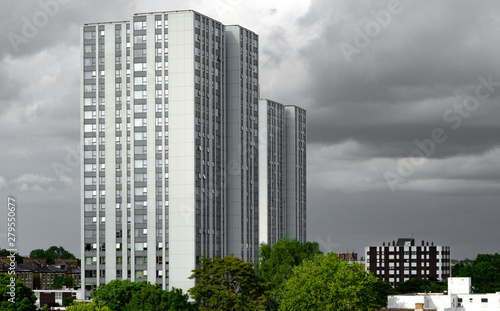 Social housing high rise flats in North London UK