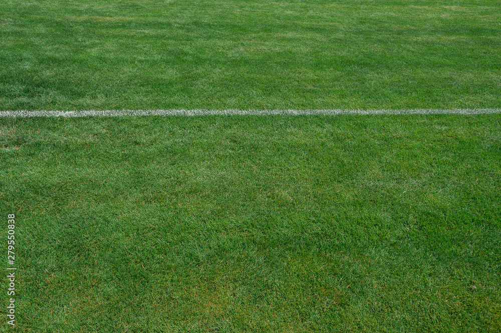 Obraz premium Lawn. Limit lines of a sports grass field with selective focus