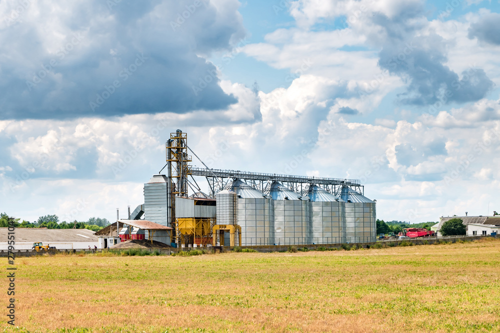 Fototapeta premium agro-processing plant for processing and silos for drying cleaning and storage of agricultural products, flour, cereals and grain