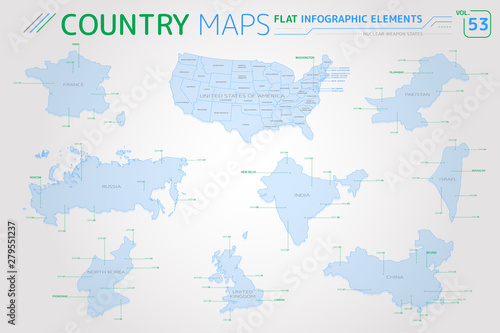 Nuclear-Weapon States, America, Russia, China, France, India, and others Maps