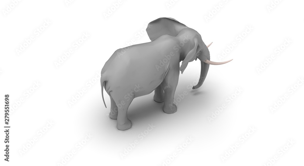 Obraz premium Elephant on White Background 3D Rendering