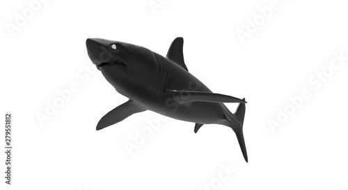 Black Shark on White Background 3D Rendering