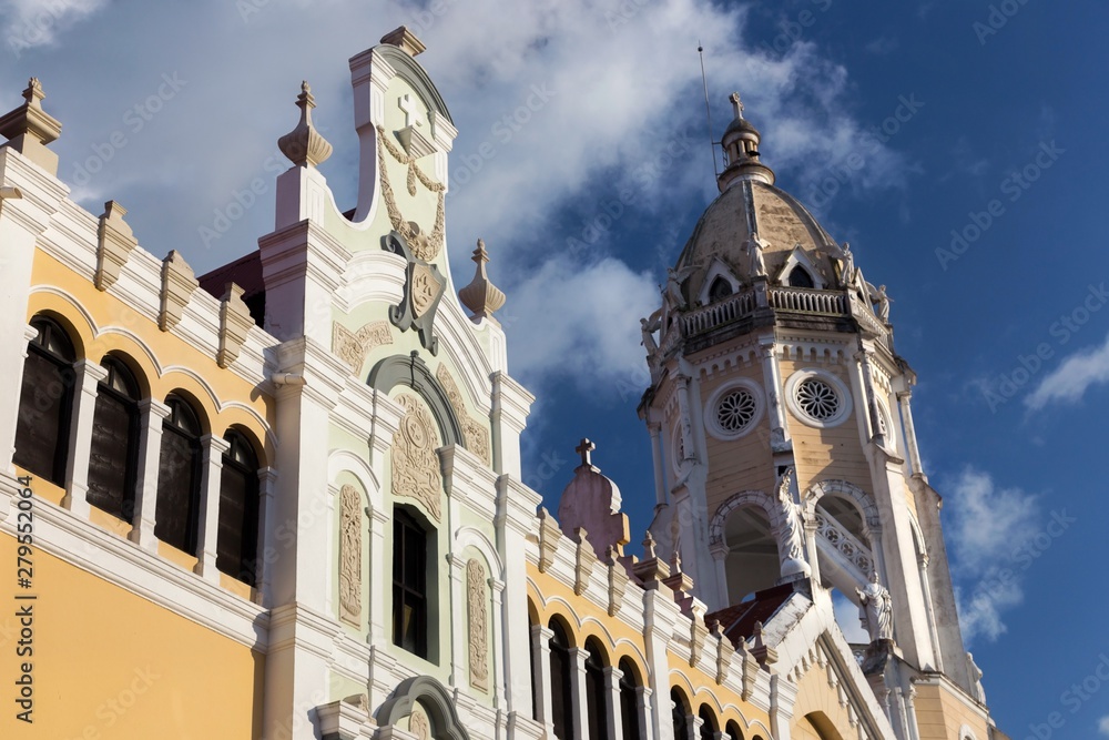 San Francisco De Asis Cathedral, a Roman Catholic Church built by Franciscans in Casco Viejo old Town, Panama City and dedicated to Saint Francis of Assisi