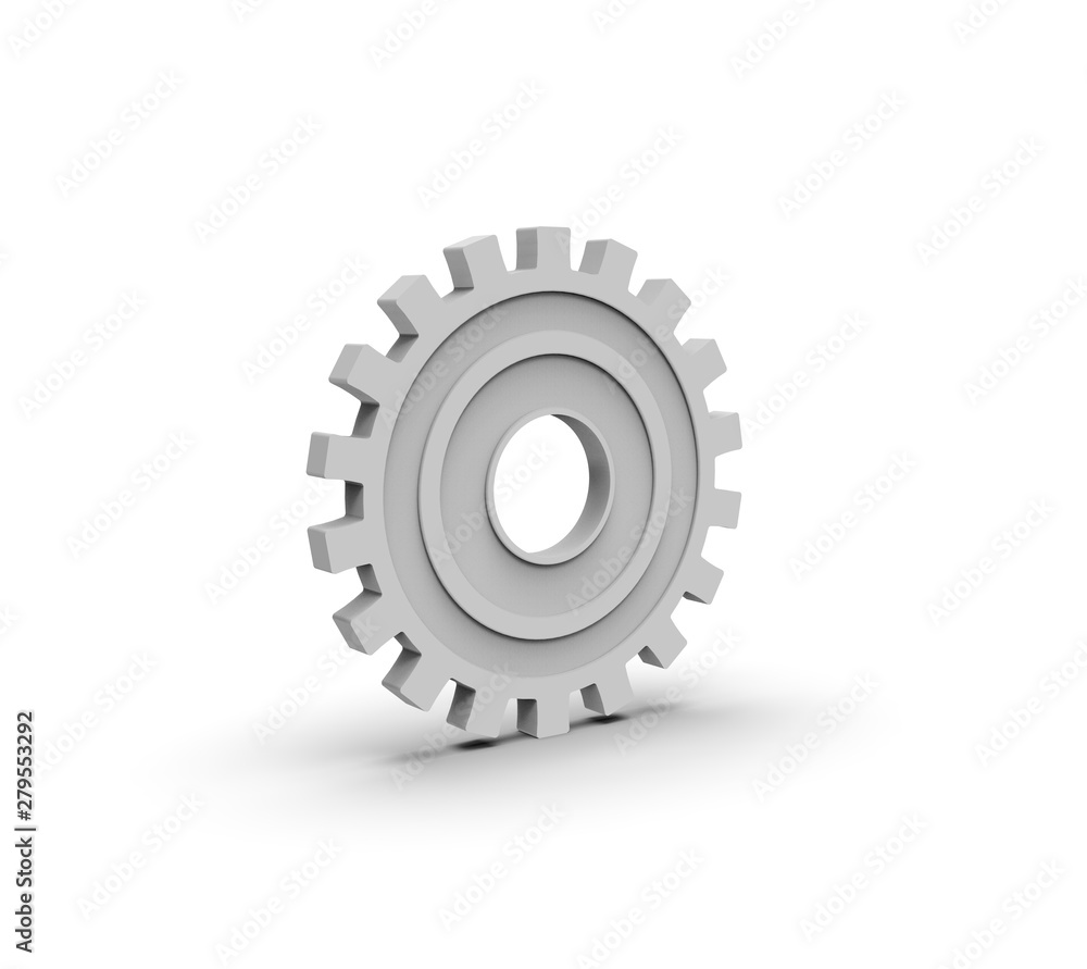 Metal Gear isolated on White 3D Rendering