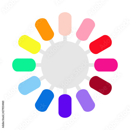 Set of false nails polish for manicure. Oval color laquer palette with artificial nails, color swatches. Vector illustration