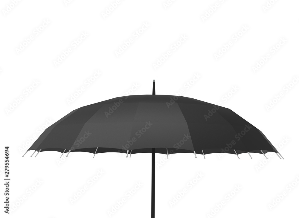 Black Open Umbrella 3D Rendering Black Open Umbrella 3D Rendering
