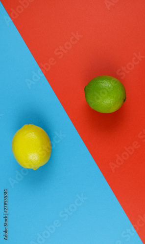 citrus on a multi-colored background upside