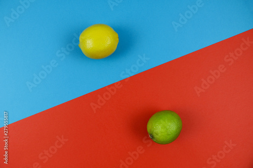 citrus on a multi-colored background upside