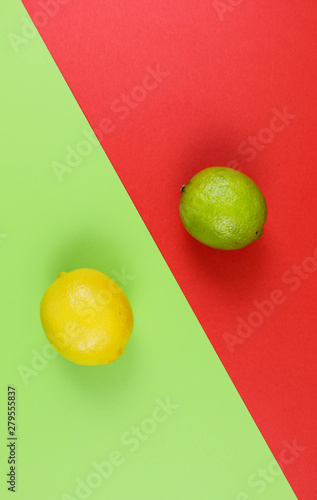 citrus on a multi-colored background upside