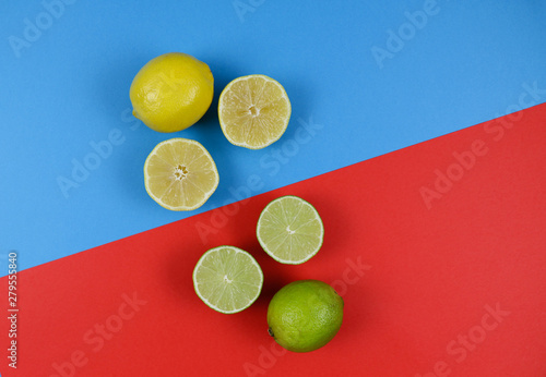 citrus on a multi-colored background upside