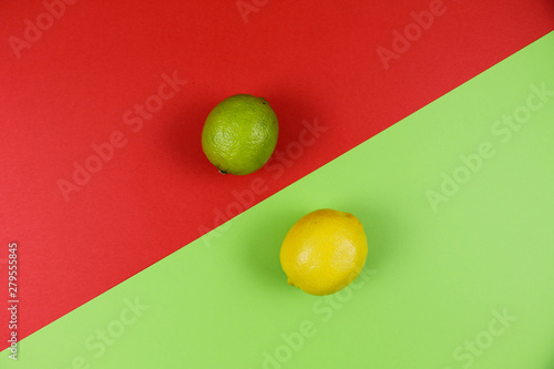citrus on a multi-colored background upside