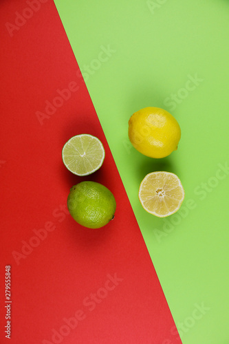 citrus on a multi-colored background upside