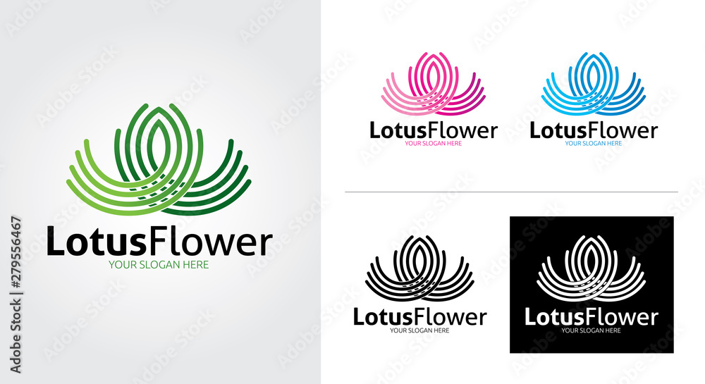 Lotus flower creative and minimalist logo template Set Lotus flower creative and minimalist logo template Set