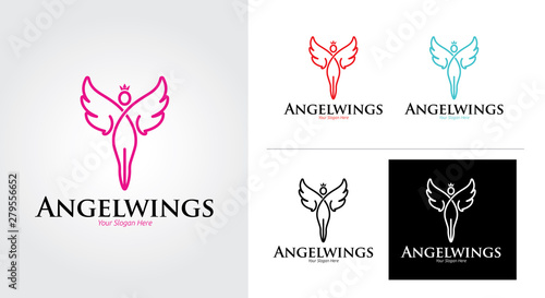 Angel wings creative and minimalist logo template Set