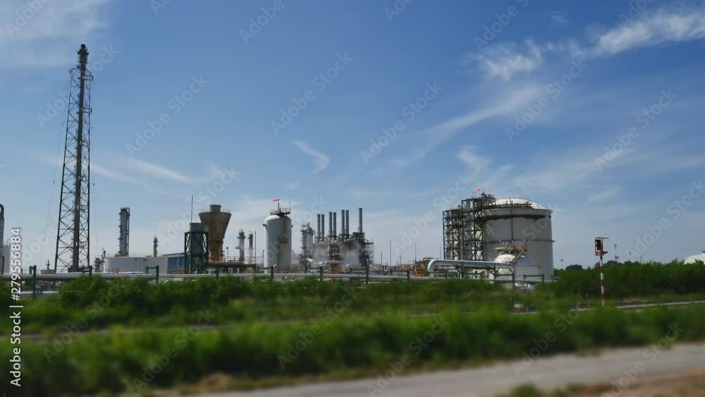Landscape view of oil and gas refinery plant in day time , Video for industrial refinery and technology concept Landscape view of oil and gas refinery plant in day time , Video for industrial refinery and technology concept