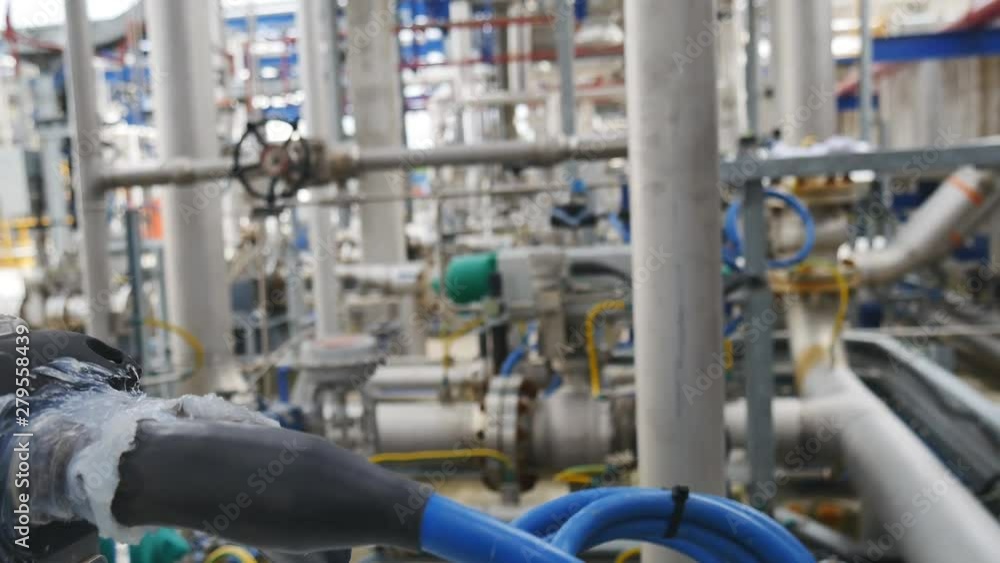Engineering complex in Oil and Chemical refinery industrial plant , Structure and industrial equipment in production area of refinery plant , Panning video Engineering complex in Oil and Chemical refinery industrial plant , Structure and industrial equipment in production area of refinery plant , Panning video