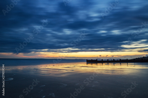 Twilight Sky Over Barmouth Beach in Wales,UK
