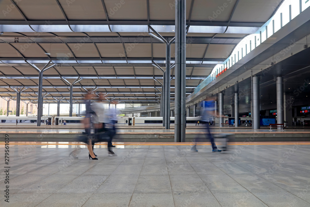 Railway station and passengers Railway station and passengers