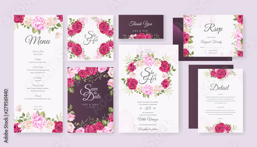 wedding invitation card with beautiful roses template