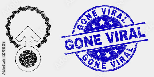 Pixel insemination mosaic icon and Gone Viral seal stamp. Blue vector round textured watermark with Gone Viral message. Vector collage in flat style.