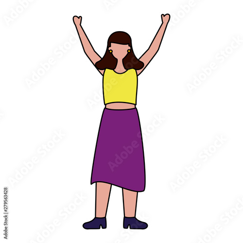 celebrating woman young happy character