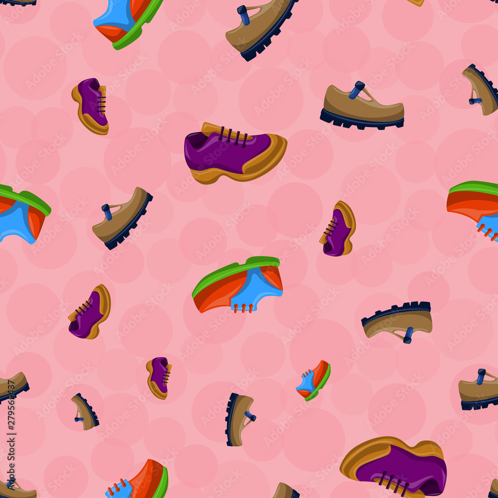 Shoes Flat Color Background Seamless Pattern