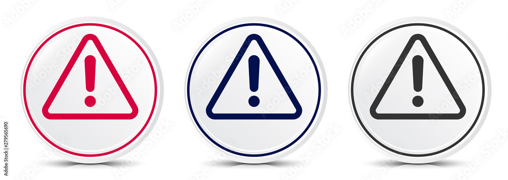Alert icon crystal flat round button set illustration design Alert icon crystal flat round button set illustration design