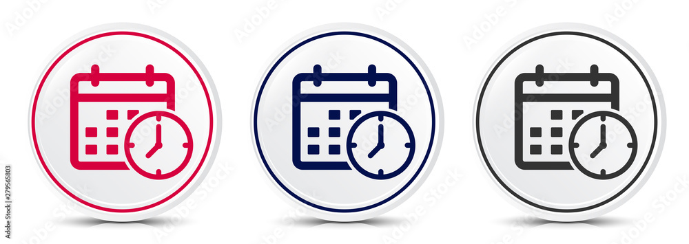 Appointment date calendar icon crystal flat round button set illustration design Appointment date calendar icon crystal flat round button set illustration design