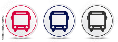 Bus icon crystal flat round button set illustration design
