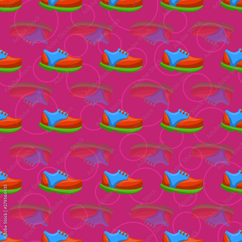Shoes Flat Color Background Seamless Pattern Shoes Flat Color Background Seamless Pattern