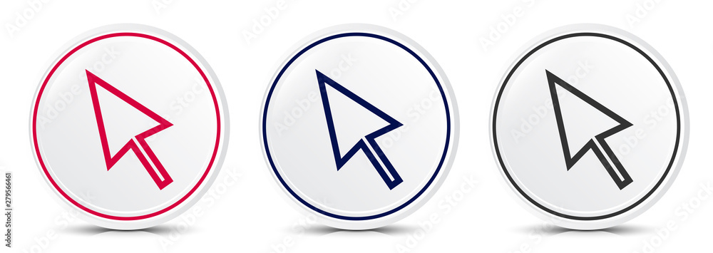 Cursor icon crystal flat round button set illustration design Cursor icon crystal flat round button set illustration design