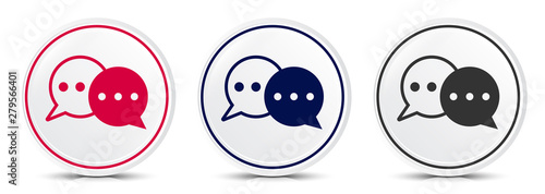 Conversation icon crystal flat round button set illustration design