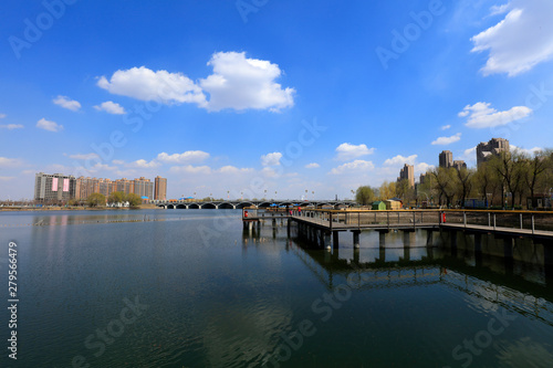 Wooden trestle in the park © zhang yongxin