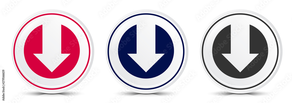 Down arrow icon crystal flat round button set illustration design Down arrow icon crystal flat round button set illustration design