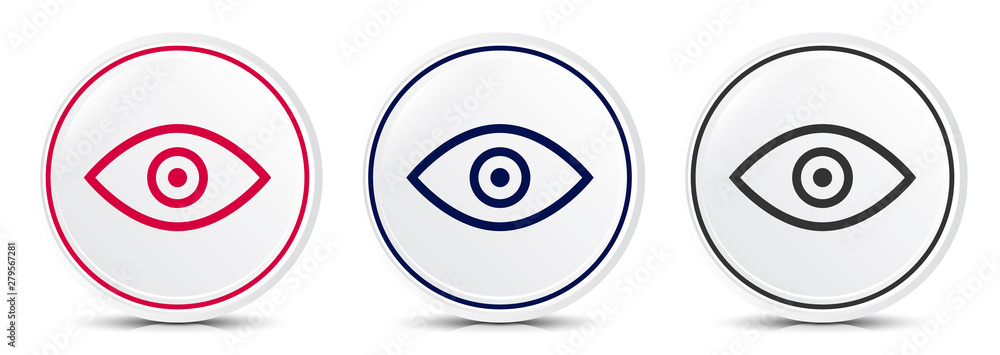 Eye icon crystal flat round button set illustration design Eye icon crystal flat round button set illustration design