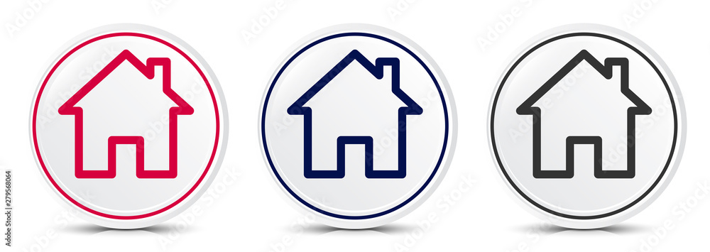 Home icon crystal flat round button set illustration design Home icon crystal flat round button set illustration design