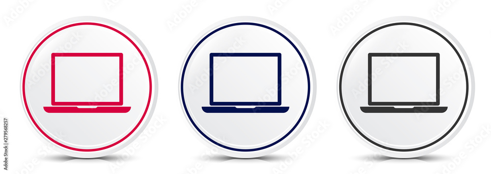 Laptop icon crystal flat round button set illustration design Laptop icon crystal flat round button set illustration design