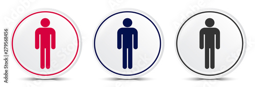 Man icon crystal flat round button set illustration design