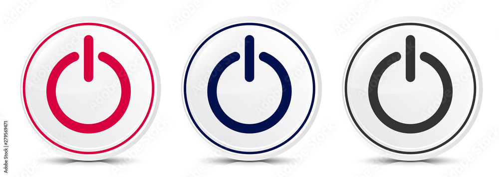 Power icon crystal flat round button set illustration design Power icon crystal flat round button set illustration design