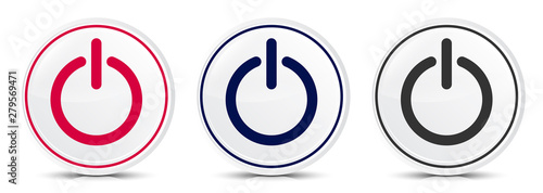 Tela Power icon crystal flat round button set illustration design